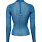 Blue See Through Turtleneck Long Sleeves Top