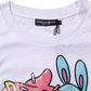 White Cotton Graphic Print Crew Neck T-shirt