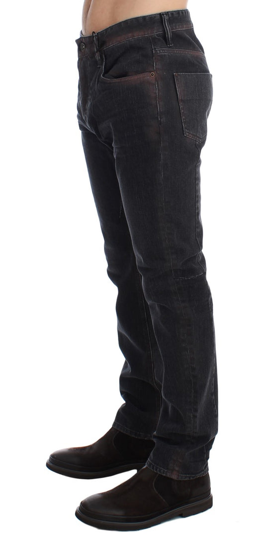 Elegant Gray Wash Regular Fit Denim Jeans