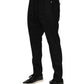 Black Striped Wool Men Jogger Pants