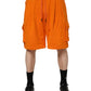 Orange Cotton Men Casual Cargo Bermuda Shorts