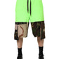 Green Patchwork Cargo Bermuda Men Shorts