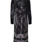 Black Floral Viscose Sheath Midi Dress