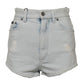 Light Blue Washed Denim Cotton Hot Pants Shorts