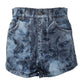 Blue Floral Print Denim Cotton Hot Pants Shorts