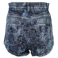 Blue Floral Print Denim Cotton Hot Pants Shorts
