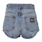 Blue Logo Plaque Denim Cotton Hot Pants Shorts