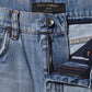 Blue Logo Plaque Denim Cotton Hot Pants Shorts
