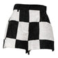 Black White Floral Brocade Hot Pants Shorts