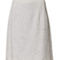 White Floral Brocade A-line High Waist Skirt