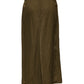 Olive Green Viscose A-line High Waist Midi Skirt