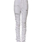 White Tattered Cotton High Waist Denim Jeans