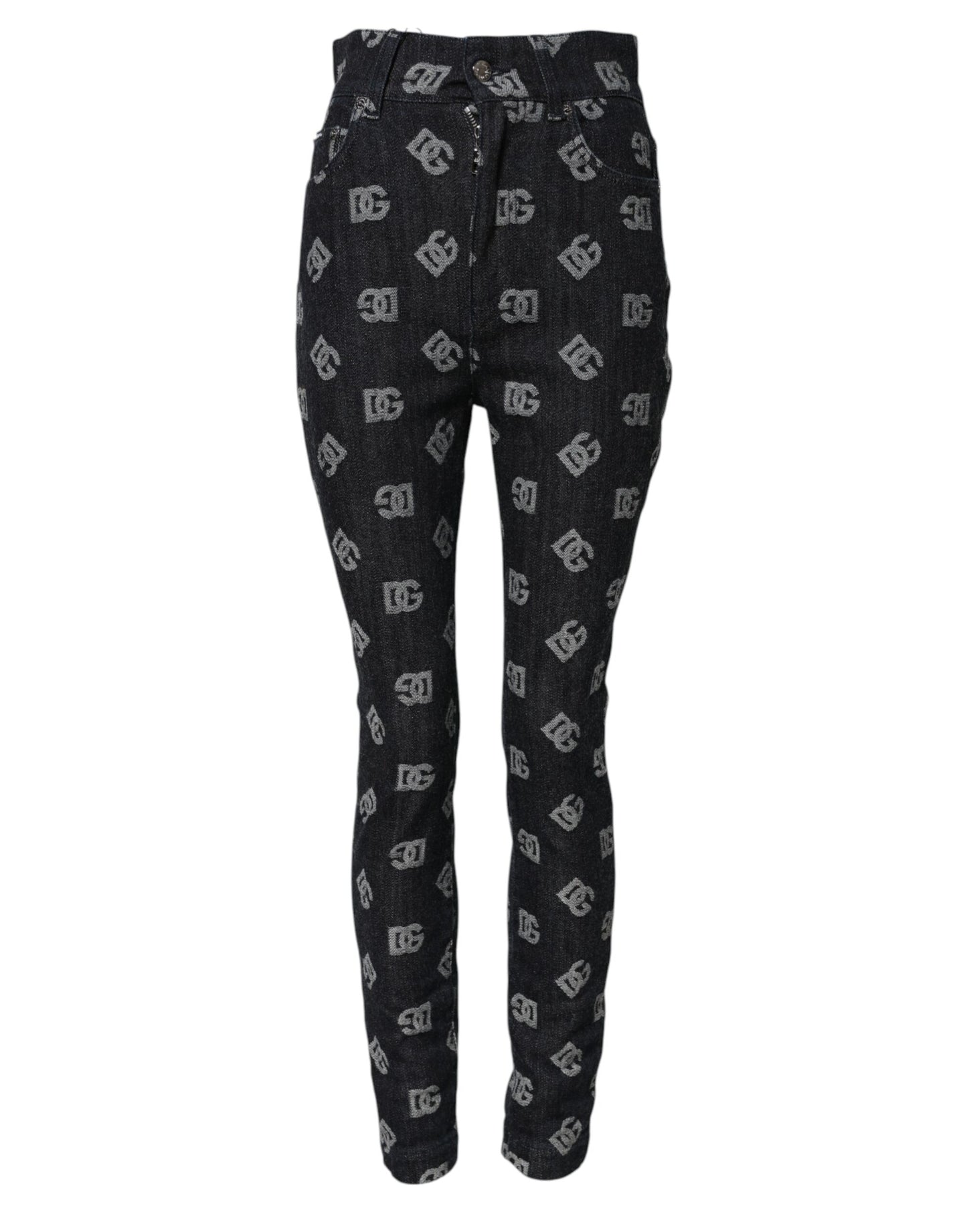Black DG Logo High Waist Skinny Denim Jeans