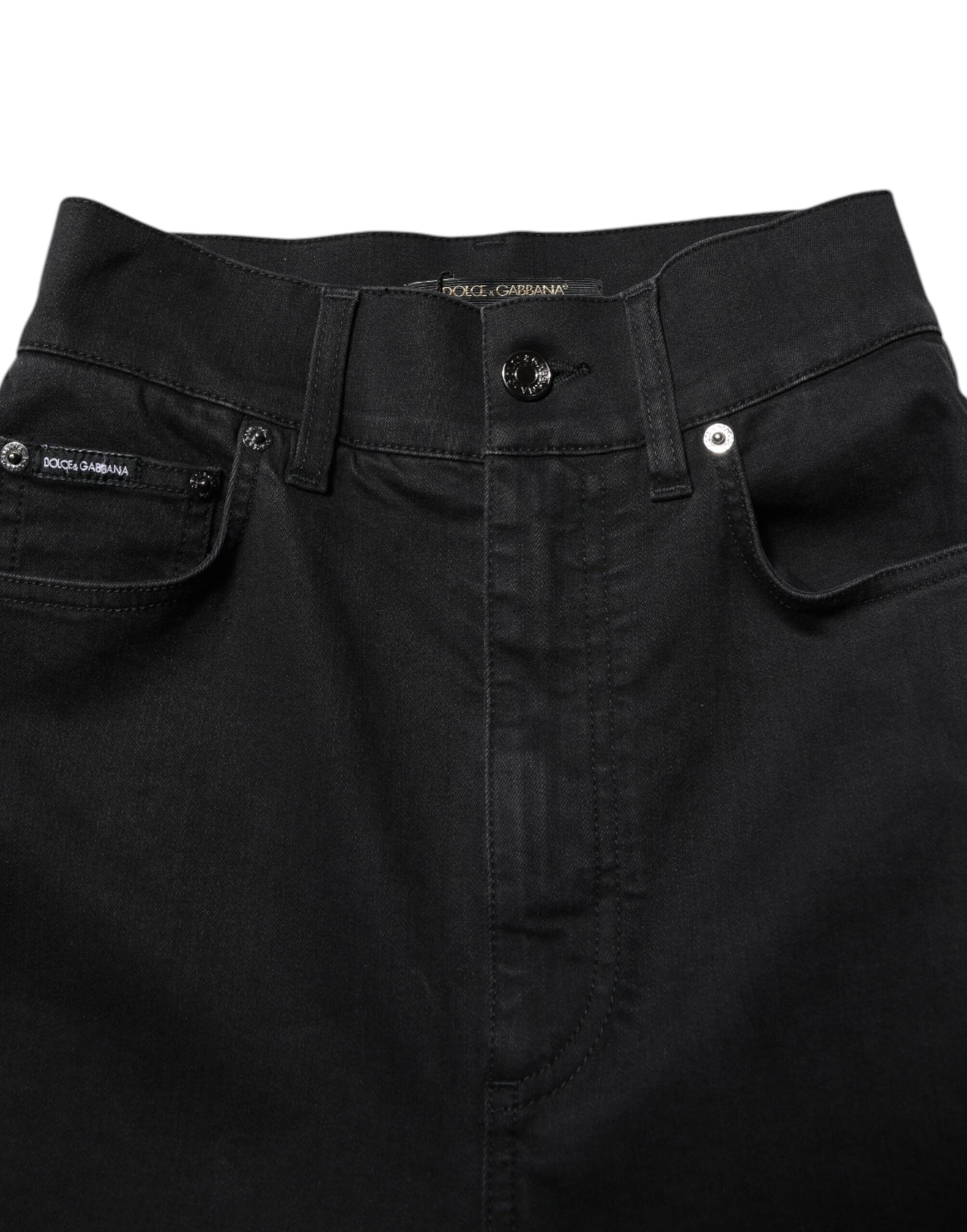 Black Cotton High Waist Skinny Denim Jeans