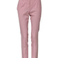Pink Wool High Waist Tapered Pants