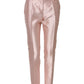 Pink Satin High Waist Tapered Pants