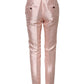 Pink Satin High Waist Tapered Pants