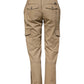 Beige Mid Waist Cargo Tapered Pants