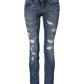 Blue PRETTY Tattered Skinny Denim Jeans