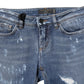 Blue PRETTY Tattered Skinny Denim Jeans