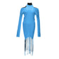 Blue Cotton Casual Dress