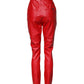 Red Viscose High Waist Tapered Trouser Pants