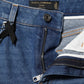 Blue Cotton High Waist Tapered Denim Jeans