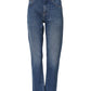 Blue Cotton High Waist Tapered Denim Jeans