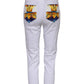 White Cotton Mid Waist Tapered Trouser Pants