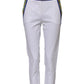 White Cotton Mid Waist Tapered Trouser Pants