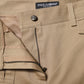 Beige Mid Waist Cargo Tapered Pants
