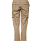Beige Mid Waist Cargo Tapered Pants