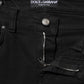Black Cotton Skinny Mid Waist Denim Jeans
