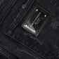 Black Cotton Tattered Skinny Denim Jeans