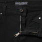 Black Cotton Logo Skinny Mid Waist Denim Jeans