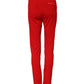 Red Mid Waist Slim Fit Pants