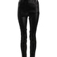 Black Cotton Stretch Lurex Thread Skinny Pants