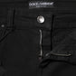 Black Cotton Logo Skinny Mid Waist Denim Jeans