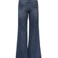 Blue Cotton Wide Leg Tattered Denim Jeans