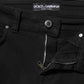 Black Cotton Logo Skinny Mid Waist Denim Jeans