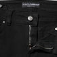 Black Cotton Logo Skinny Mid Waist Denim Jeans