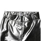 Metallic Silver Polyester Slim Fit Leggings Pants