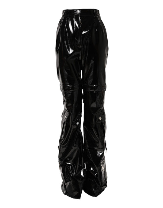 Black High Waist Cargo Bootcut Pants