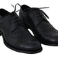 Elegant Dark Blue Leather Derby Shoes
