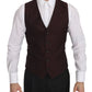 Elegant Bordeaux Brocade Formal Vest