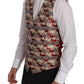 Regal Red Floral Jacquard Slim Fit Vest