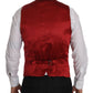Regal Red Floral Jacquard Slim Fit Vest