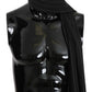 Elegant Silk Black & White Striped Men's Scarf