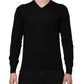 Black Cashmere V-Neck Long Sleeves T-shirt