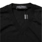Black Cashmere V-Neck Long Sleeves T-shirt